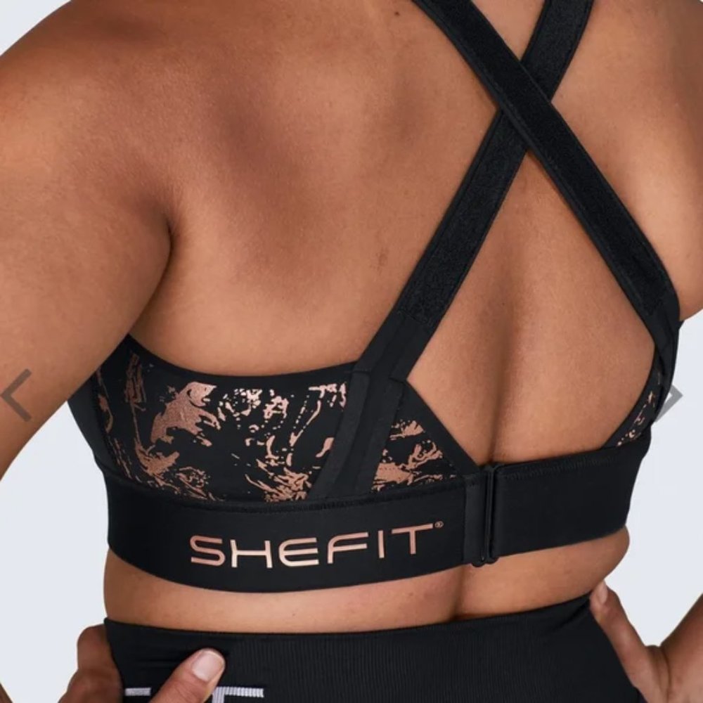SHEFIT 3X Plus Size 3Luxe Impact Flex Bronze Metallic Adjustable Sports Bra